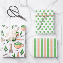 Das Set "Healthy Matcha Green Tea Wrapping Paper" Geschenkpapier Set