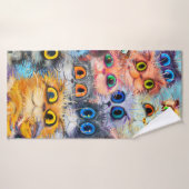 Das Set von Katzen Portraitsart, Portrait, Tier, A Badehandtuch (Badehandtuch)