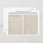 Das Sherman Antitrust Act vom 2. Juli 1890 Postkarte (Vorne/Hinten)
