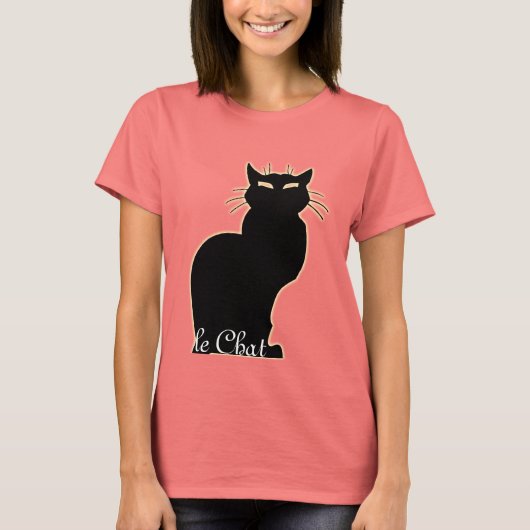 Das Shirt der Frauen mit der schwarzen Katze im Ch (Vorderseite)