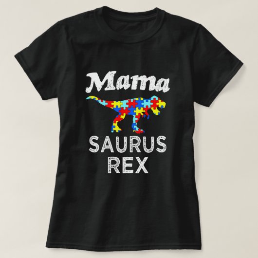 Das Shirt Frauen Mutter Saurus Rex Autism Mom (Design vorne)
