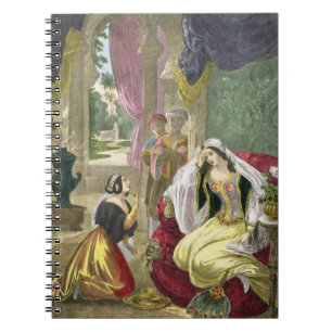 Das sichernde hebräische Mädchen, das auf Naaman Notizblock