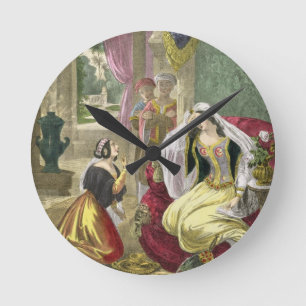 Das sichernde hebräische Mädchen, das auf Naaman Runde Wanduhr