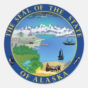 Das Siegel des Staat von Alaska Runder Aufkleber