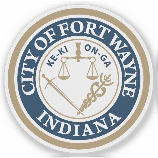 Das Siegel Fort Wayne, Indiana Aufkleber (Vorderseite)