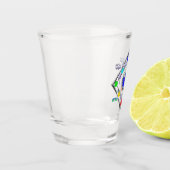 Das Silver Delphine Saga of Life und das Logo "Lie Schnapsglas (Links)