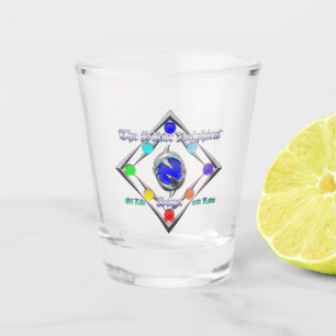 Das Silver Delphine Saga of Life und das Logo "Lie Schnapsglas