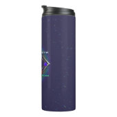 Das Silver Delphine Saga of Life und das Logo "Lie Thermosbecher (Nach rechts gedreht)