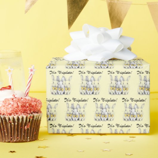 Das sind Triplets! Unisex, Bunnies, Gelb, Triplets Geschenkpapier (Geburtstagsparty)