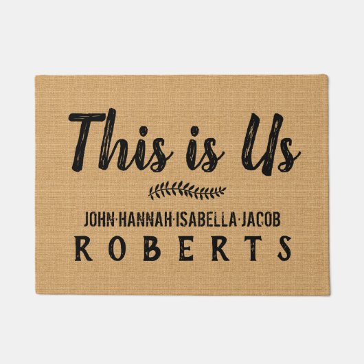 Das sind US Burlap Farmhouse Feedsack Individuelle Fußmatte (Vorderseite)