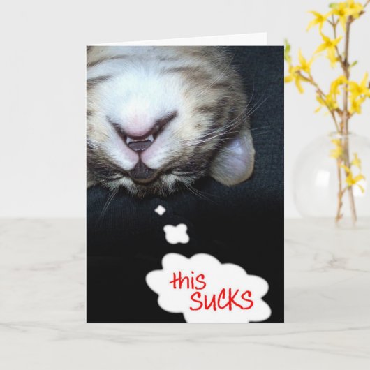 Das Sind zum Kotzen! Get Well Kitty Card Karte (Gelbe Blume)