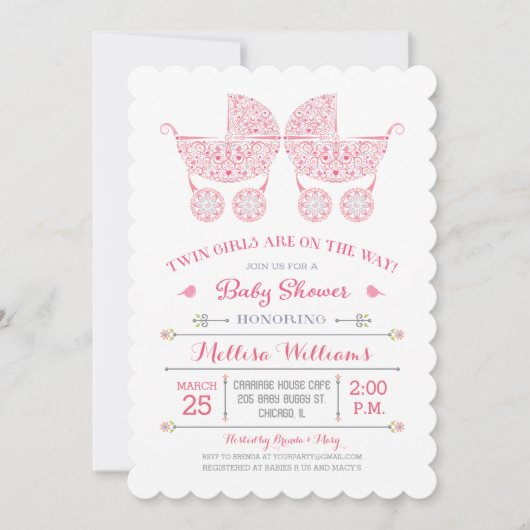 Das sind Zwillingsmädchen! Einladung von Twins Bab (Vorderseite)