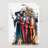Das Sinister Soirée Halloween mit eleganter Crew Einladung (Vorne/Hinten)