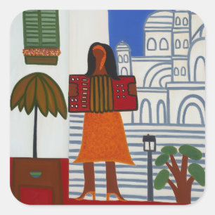 Das Sinti und Roma-Mädchen vor Sacre Coeur 2006 Quadratischer Aufkleber