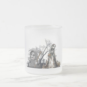 Das Skelett und die Corpse Bride. Mattglastasse