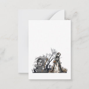 Das Skelett und die Corpse Bride. Mitteilungskarte