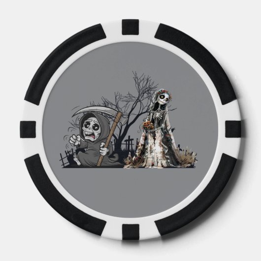 Das Skelett und die Corpse Bride. Pokerchips (Vorderseite)