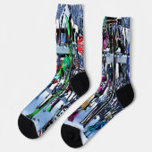 Das Ski-Party - Skier und Stöcke Socken (Linkes Detail)