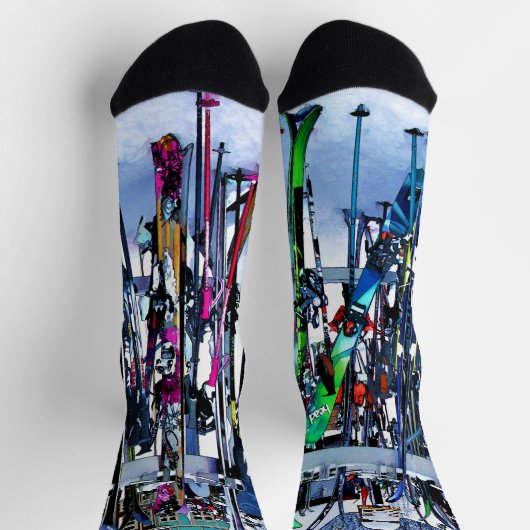 Das Ski-Party - Skier und Stöcke Socken (Oben)