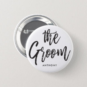 Das Skript-Art-kundenspezifische Hochzeits-Weiß Button
