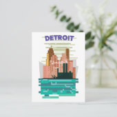 Das Skyline-Poster von Detroit City. Einladungspostkarte (Stehend Vorderseite)