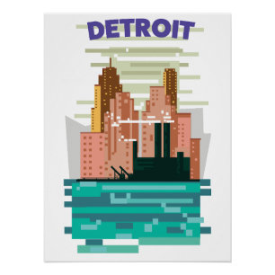Das Skyline-Poster von Detroit City. Poster