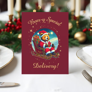Das Sleigh-Festival von Santa Bear Feiertagskarte