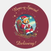 Das Sleigh-Festival von Santa Bear Runder Aufkleber (Vorderseite)