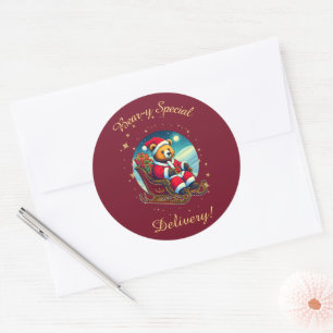 Das Sleigh-Festival von Santa Bear Runder Aufkleber
