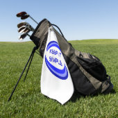 Das Slogan für die Erholung in Blau behalten Golfhandtuch (Gras)