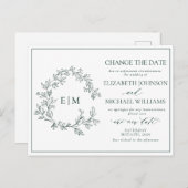 Das Smaragdgrüne Wappen Monogramm ändert das Datum Einladungspostkarte (Vorne/Hinten)