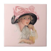 Das Soda-Mädchen in einem Hut Fliese (Vorderseite)