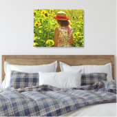 Das Sonnenblumen - Mädchen Leinwanddruck (Insitu (Schlafzimmer))