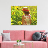 Das Sonnenblumen - Mädchen Leinwanddruck (Insitu (Wohnzimmer))