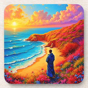 Das Sonnenset Beach Solitude Design Getränkeuntersetzer