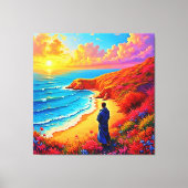 Das Sonnenset Beach Solitude Design Leinwanddruck (Vorderseite)