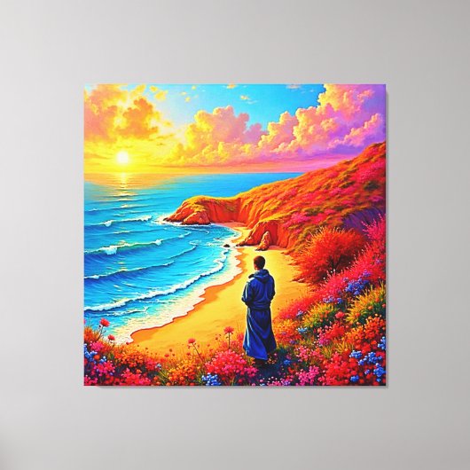 Das Sonnenset Beach Solitude Design Leinwanddruck (Vorderseite)