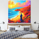 Das Sonnenset Beach Solitude Design Leinwanddruck (Insitu (Schlafzimmer))