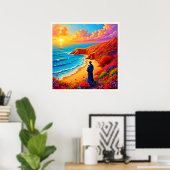 Das Sonnenset Beach Solitude Design Poster (Heimbüro)