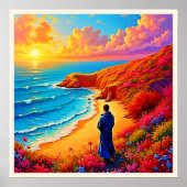 Das Sonnenset Beach Solitude Design Poster (Vorne)