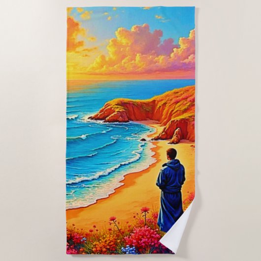 Das Sonnenset Beach Solitude Design Strandtuch (Vorderseite)