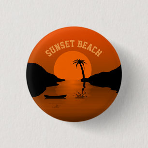Das Sonnenuntergang Beach Tropical Art Button