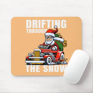 Das sonnige Auto, das Santa als Fahrrad durch die Mousepad