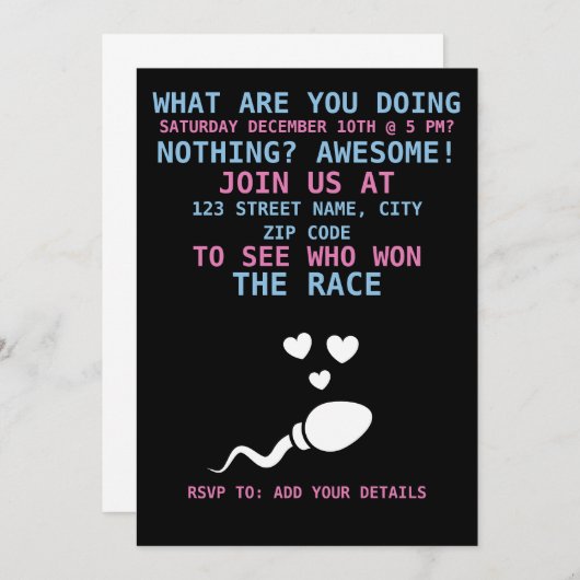 Das sonnige Geschlecht offenbart Party Einladung (Vorne/Hinten)