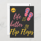 Das sonnige Leben am Sommerstrand von Flip Flops i Postkarte (Vorne/Hinten)