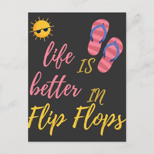 Das sonnige Leben am Sommerstrand von Flip Flops i Postkarte (Vorderseite)