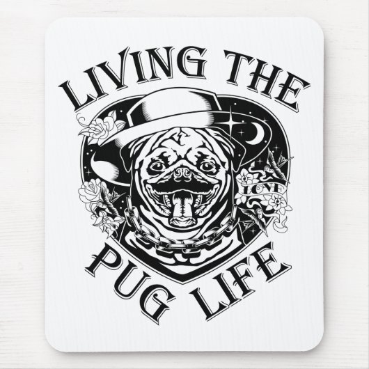 Das sonnige Leben im Mops Vintag Mousepad (Vorne)
