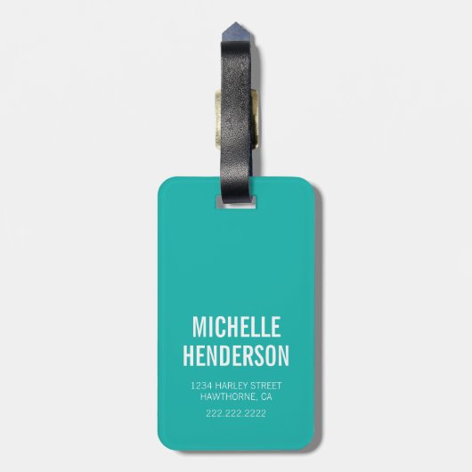 Das sonnige Strandbild | Aquamarine Reise Gepäckanhänger (Rückseite vertikal)