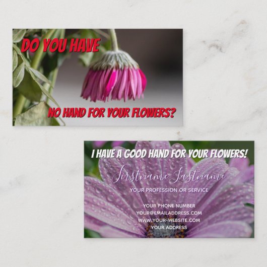 Das sonnige, verwitterte Expertenwissen der Blume  Visitenkarte (Vorne/Hinten)