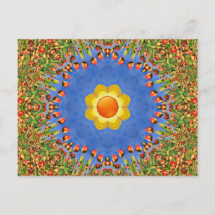 Das sonnige Vintag-orange-gelbe Kaleidoskop Postkarte